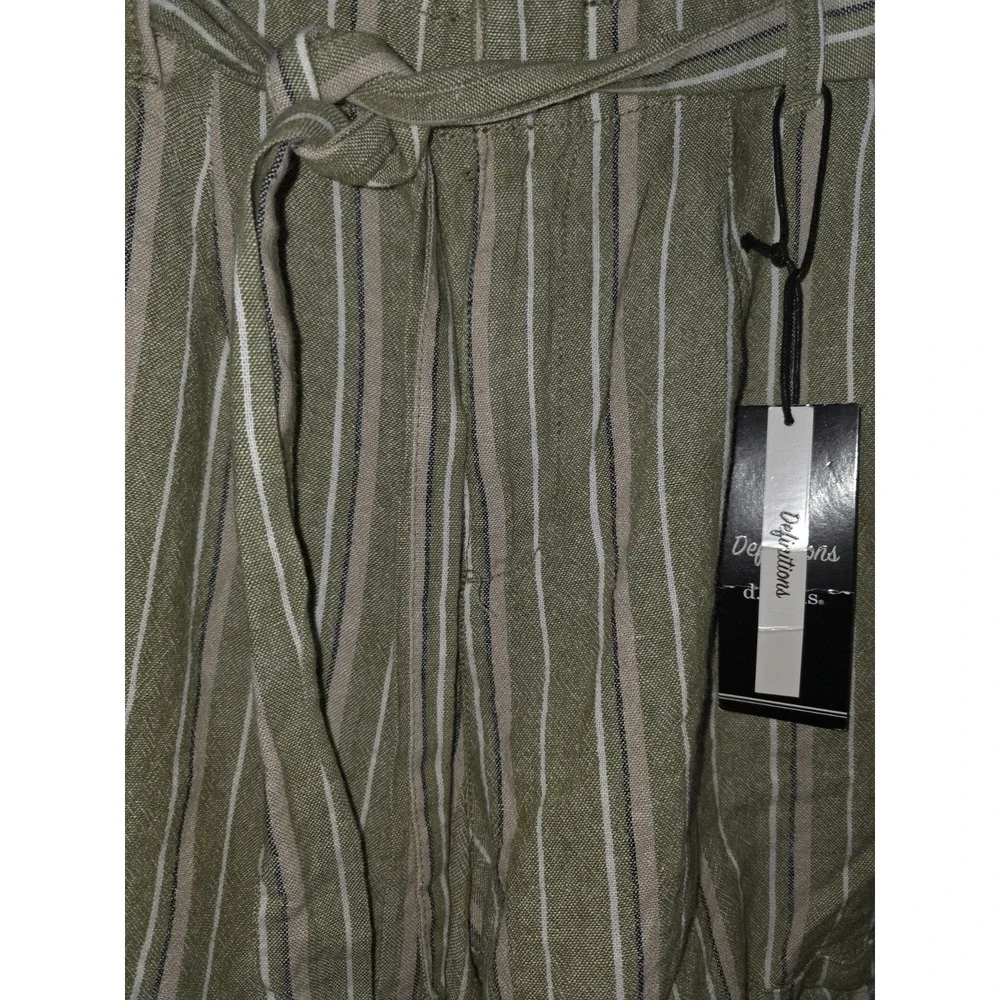 Linen Blend Bohemian Women's Definitions by D. Jeans Green Stripe Shorts Sz L